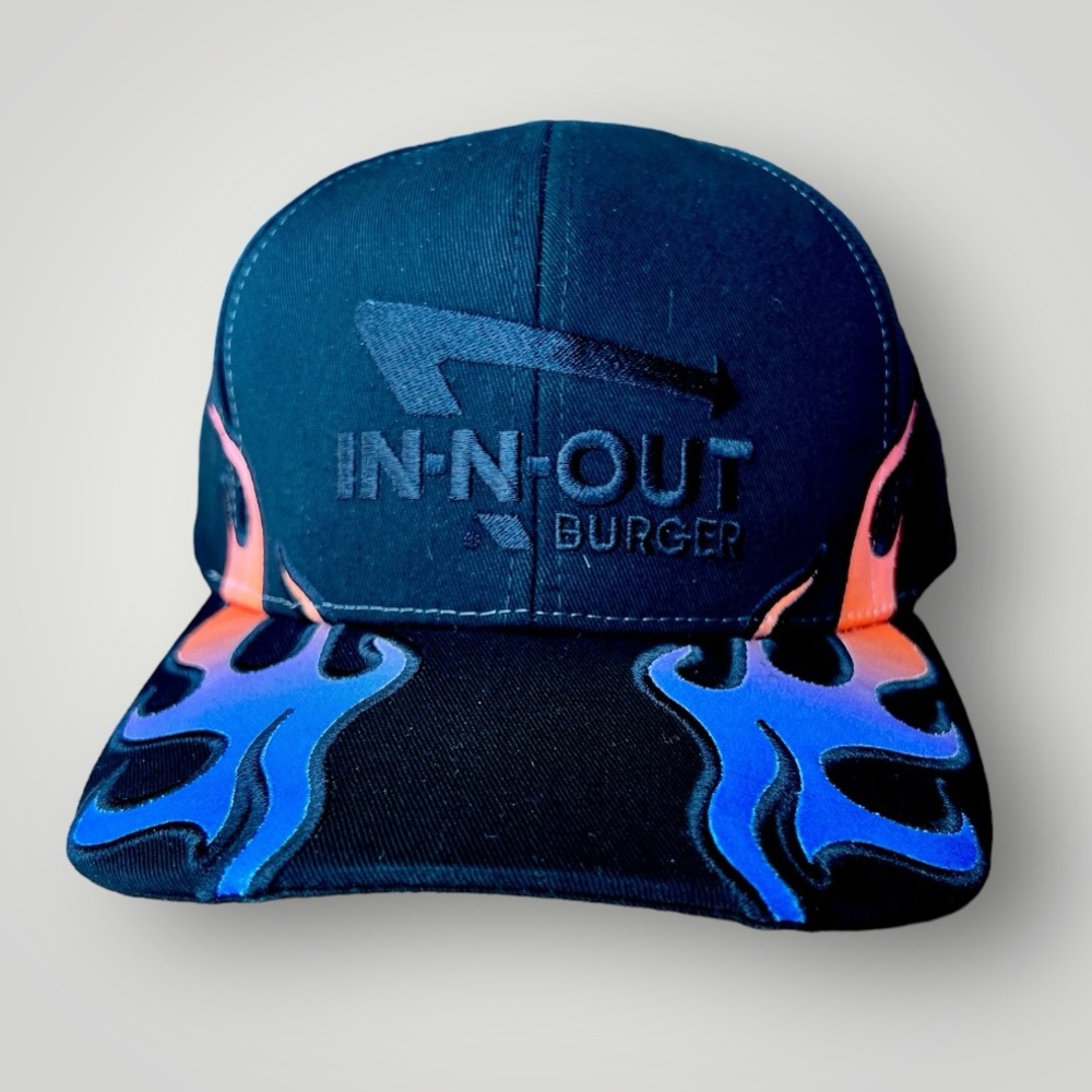 In N Out Burger Baseball Cap Flames Hat Limited Edition Gift for Fathers Day